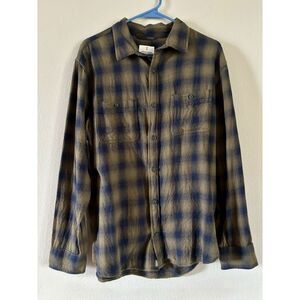 Men's Mutual Weave Blue Green Flannel Long Sleeve Shirt Size: Large‎